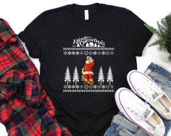 Merry Christmas Shirt, Santa Shirt, White Christmas Shirt, Christmas Tees, Unisex Xmas Shirts, Santa Claus White Christmas