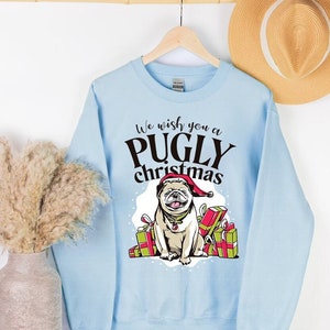 Pugly Christmas, Pug Christmas Sweater, Pug Moms Gift, Dog Christmas