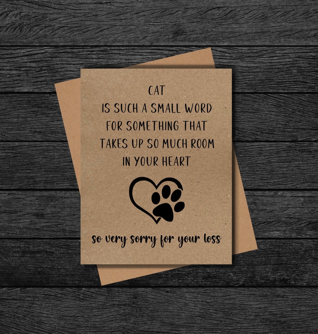 Cat Sympathy Card, Loss of Cat Card, Cat Sorry for Your Loss Card, Cat