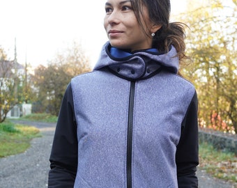 PDF Sewing pattern – Simple women’s jacket BASIC with removable hood (sizes 32–60)