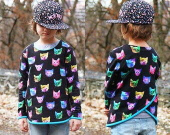 PDF Sewing pattern - Girls' sweatshirt WILD CAT (sizes 116–164)