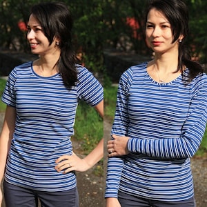 PDF Sewing pattern set - Women&#39;s T-shirt BASIC with long and short sleeves (sizes 32–62)