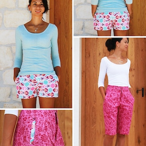 PDF Sewing pattern - Women's short shorts / Bermuda shorts HAWAII (2in1, sizes 32–46)