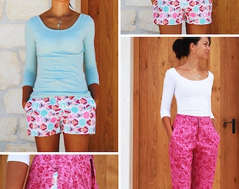 PDF Sewing pattern - Women&#39;s short shorts / Bermuda shorts HAWAII (2in1, sizes 32–46)