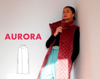 PDF Sewing pattern – Women’s long vest AURORA (sizes 32 – 60)