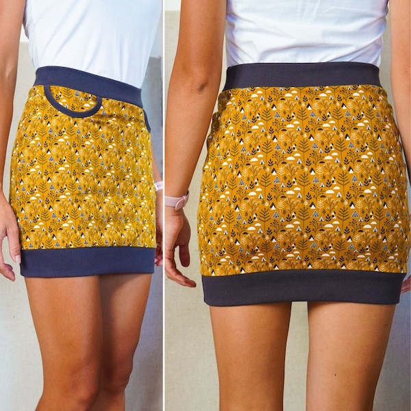 PDF Sewing pattern - Women's knit skirt PLAYFUL with pockets (sizes 32–60)