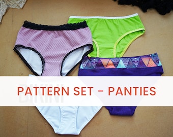 PDF Sewing pattern set - Women's panties (6 variants, sizes 32–60)