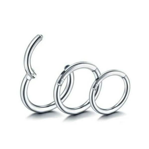 18G-16G-14G Stainless Steel Clicker Nose Hoop Septum Ring Tragus Helix Daith Piercing