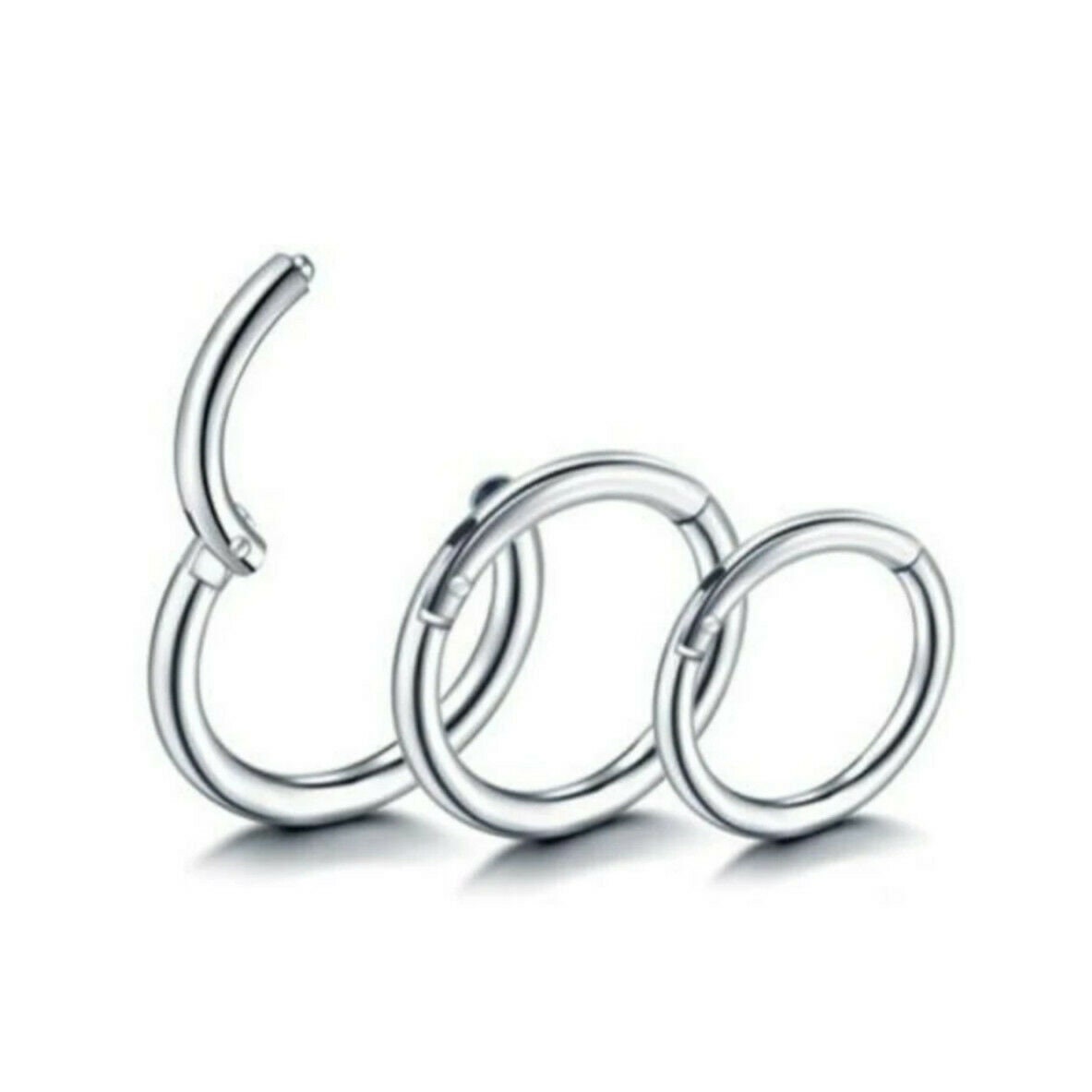 16G 14G Stainless Steel Septum Clicker Nose Ring Ear Hoop Earring Body Piercing