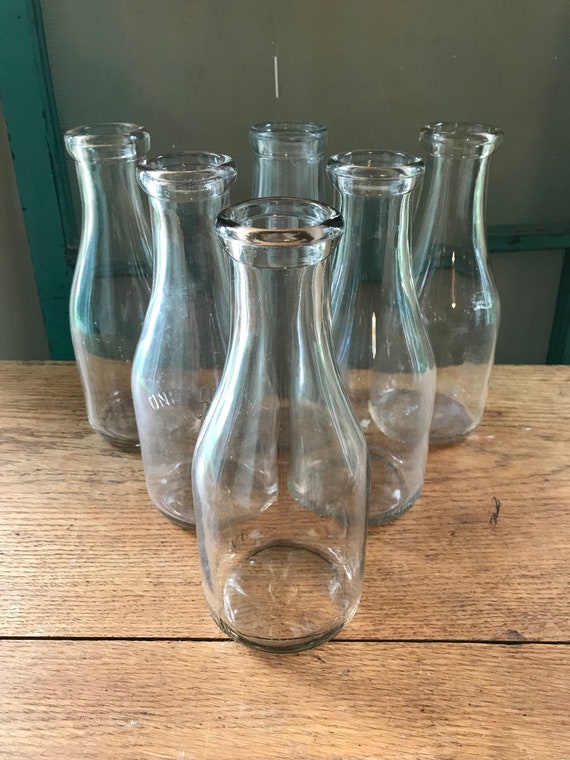 Satz Von 6 Antike Milch Flaschen Quart Grosse Sortiment Von Etsy