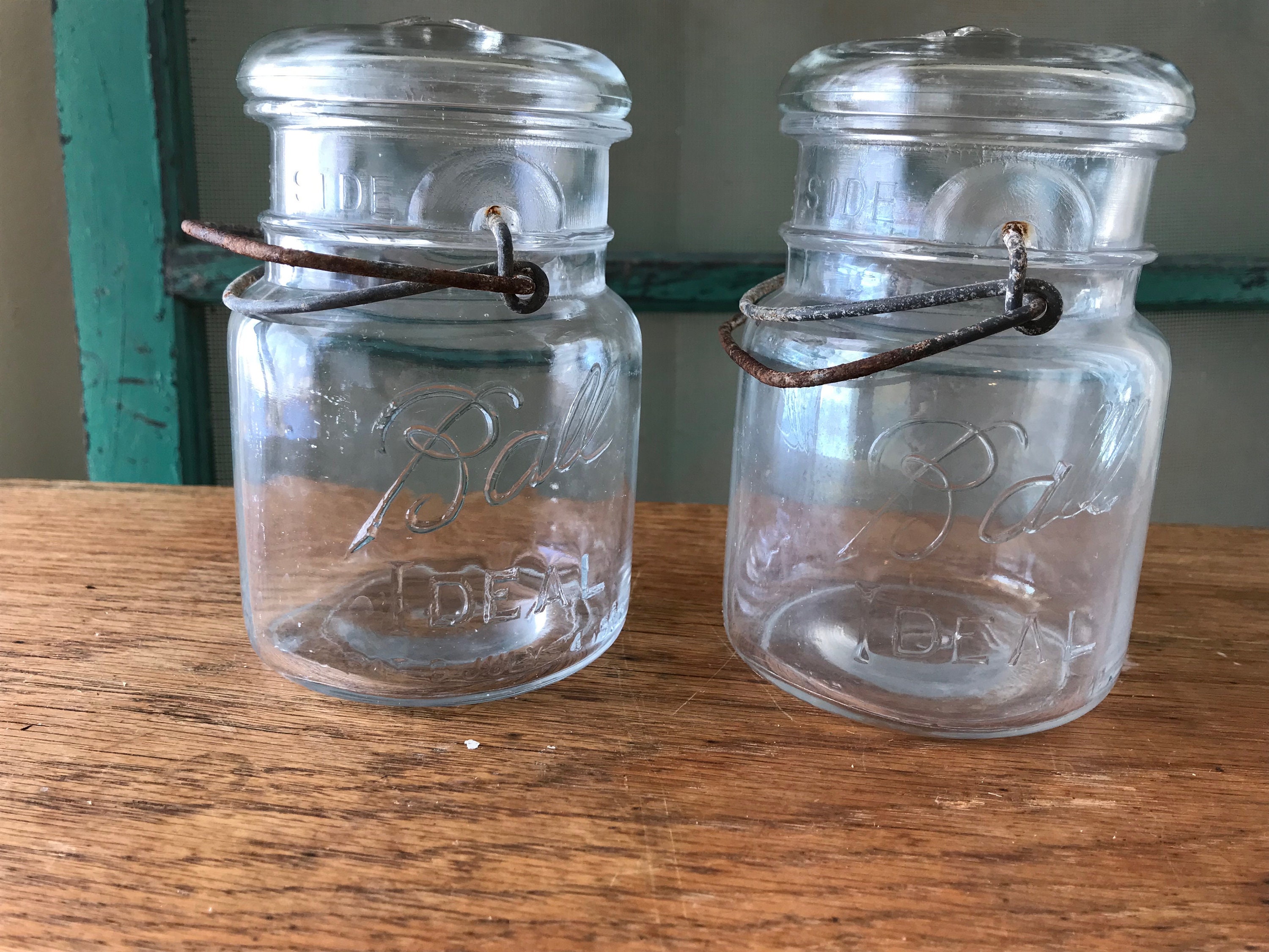 SET OF 2 Ball Pint Canning Jars With Glass Lid Ball Ideal Etsy