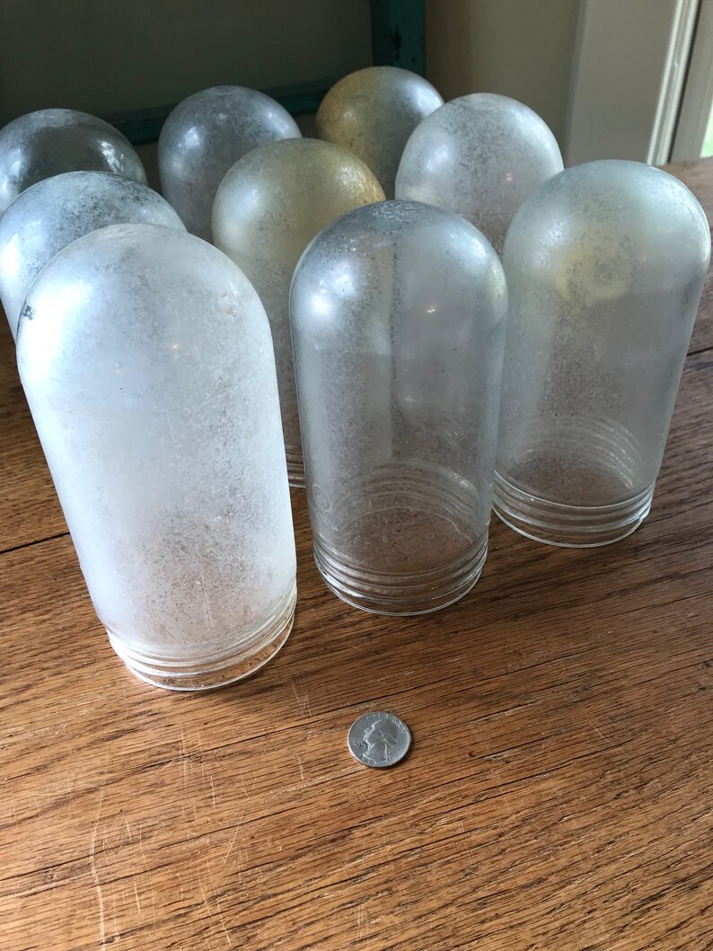 SET OF 3 Glass Dome Light Covers Industrial Lighting Etsy