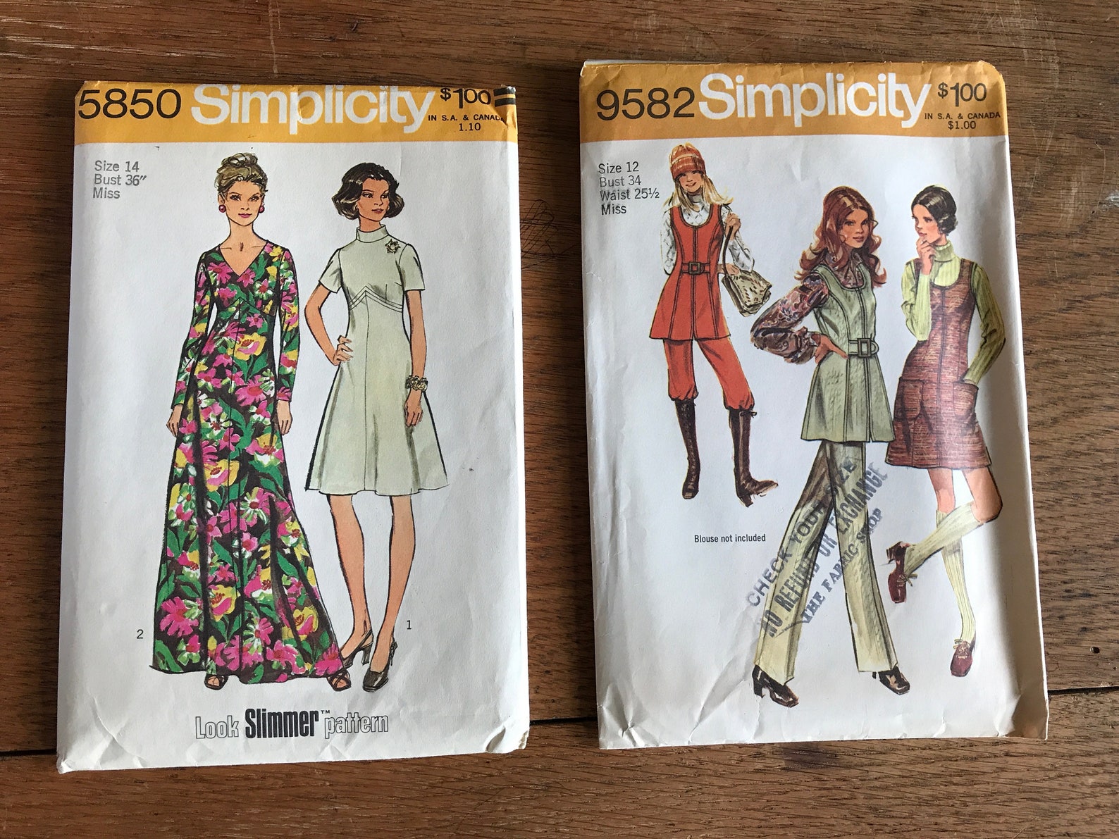 Vintage Simplicity Dress Patterns Style 5850 9582 Set of Etsy