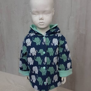 Pointed jacket / jacket made of cotton - jacquard with elephants in three colors, size 56 to 128