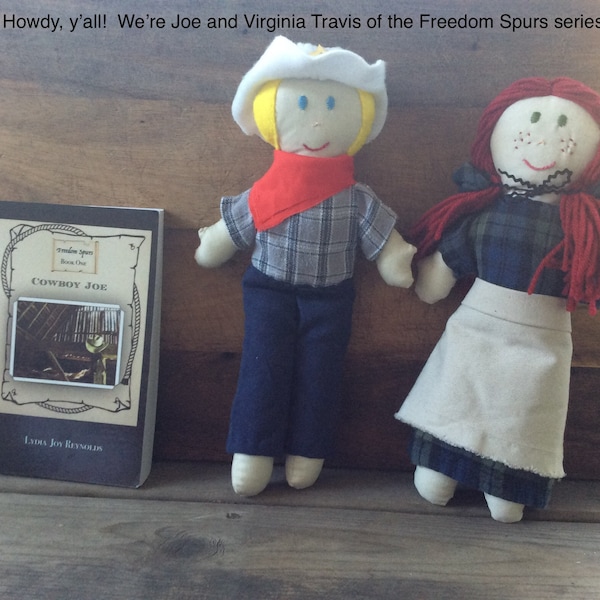 Cowboy book and doll set, pioneer, Western, prairie dolls, horse book, ranching, Children’s adventure reading, Christian, history fiction