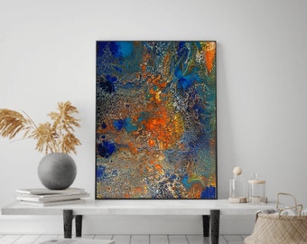 Sonnenaufgang am Meer/ Gemälde auf Leinwand, Fluid Art, Acrylic Pouring, modern Kunst, Malerei, Handgemalt, Bunt