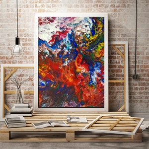 Symfonie van kleuren / Harmonie in Beweging - Vloeibare Acryl Art op Canvas