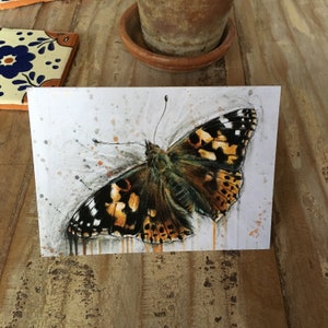 Pakket van 4 Butterfly Art Cards 'The Painted Lady' (leeg voor uw eigen boodschap)