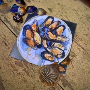 Mussels Pack of 4 Square Cards with Craft Envelopes