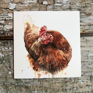Pak met 4 'Mother Clucker'-kippenkaarten met natuurlijke ambachtelijke enveloppen. Blanco binnenkant