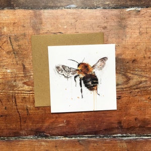 Set van 4 'Honey Bee in Flight'-bijkaarten met enveloppen. Blanco binnenkant