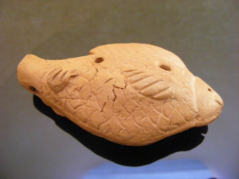 Antique Handmade Clay Ocarina 4hole Terracotta Whistle Fish Etsy