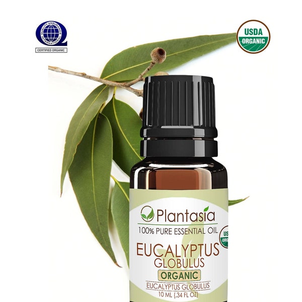 Eucalyptus Globulus Certified Organic Essential Oil 100% Pure Natural Therapeutic Grade from India by Planet Plantasia