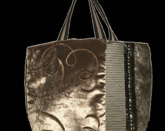 Velvet embroidered XL tote bag