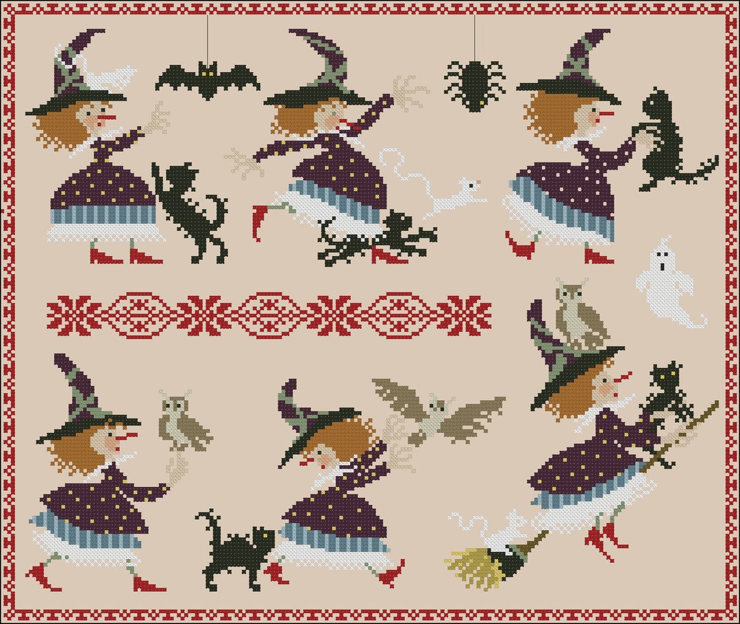 Halloween Little Witch Cross Stitch Chart PDF Digital Pattern - Etsy