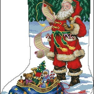 Lista de deseos calcetín navideño Gráfico de punto de cruz Patrón digital PDF