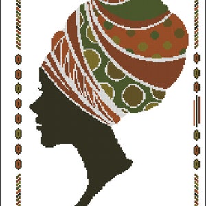 African beauty  Cross stitch chart pattern  , PDF digital pattern