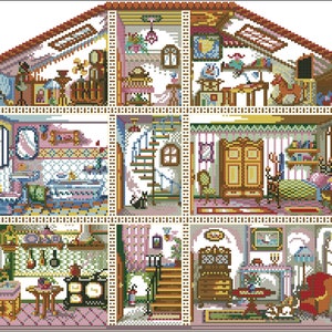 Cross stitch pattern PDF doll house digital pattern