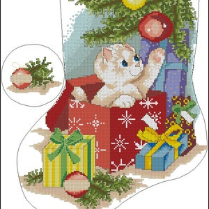 Kitty stocking Cross stitch chart  PDF  digital pattern