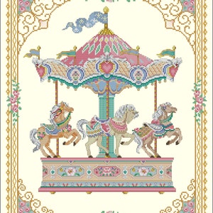 Carousel Cross stitch chart  PDF digital pattern