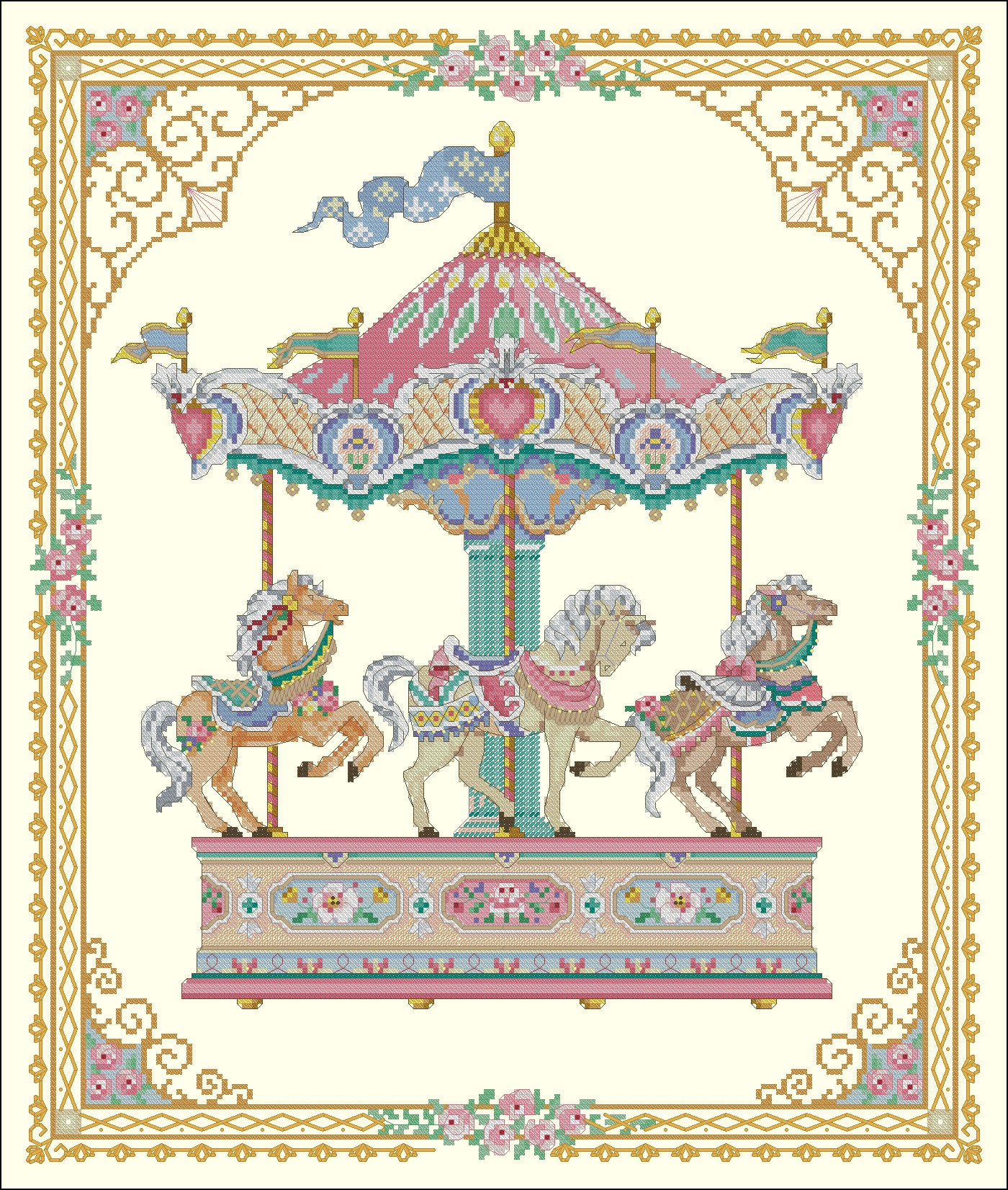 Carousel Cross Stitch Chart PDF Digital Pattern - Etsy