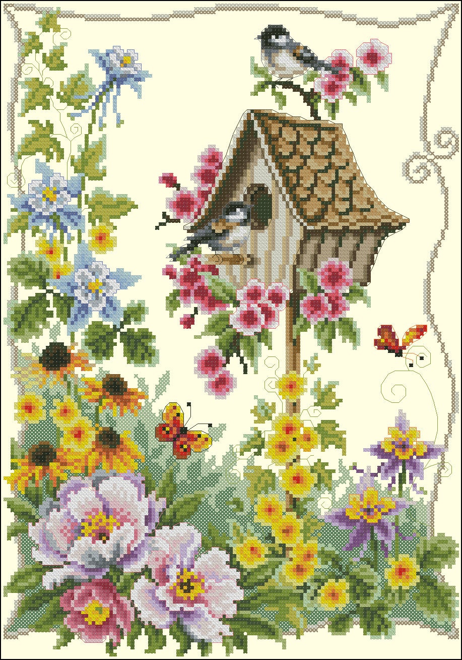 Bird House Cross Stitch Chart PDF Digital Pattern - Etsy