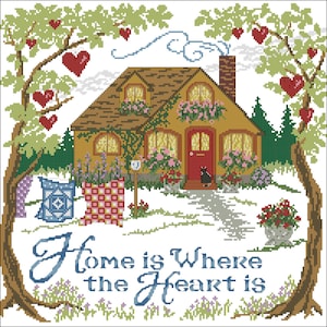 Home  sampler Cross stitch chart PDF digital pattern