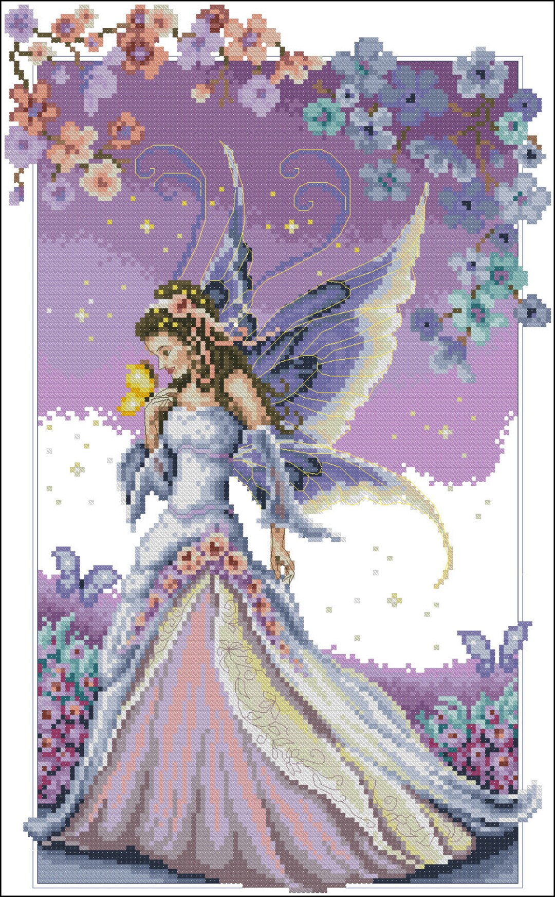 Purple Fairy Cross Stitch Chart PDF Digital Pattern - Etsy