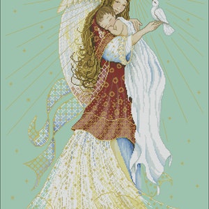 Love and peace  Angel  Cross stitch chart PDF digital pattern