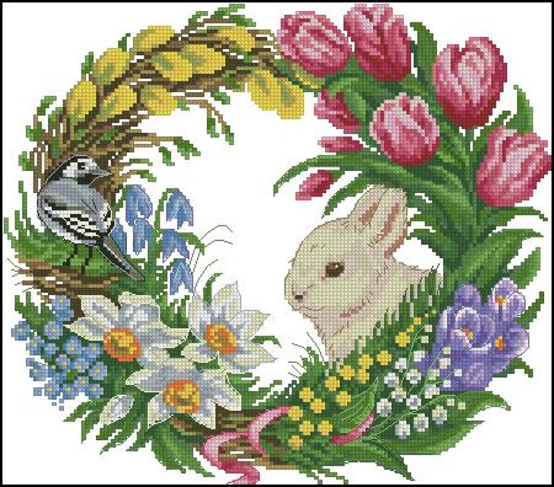Easter Bunny Cross Stitch Chart PDF Digital Pattern - Etsy