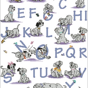 Dalmatians  Alphabet sampler Cross stitch pattern PDF digital pattern
