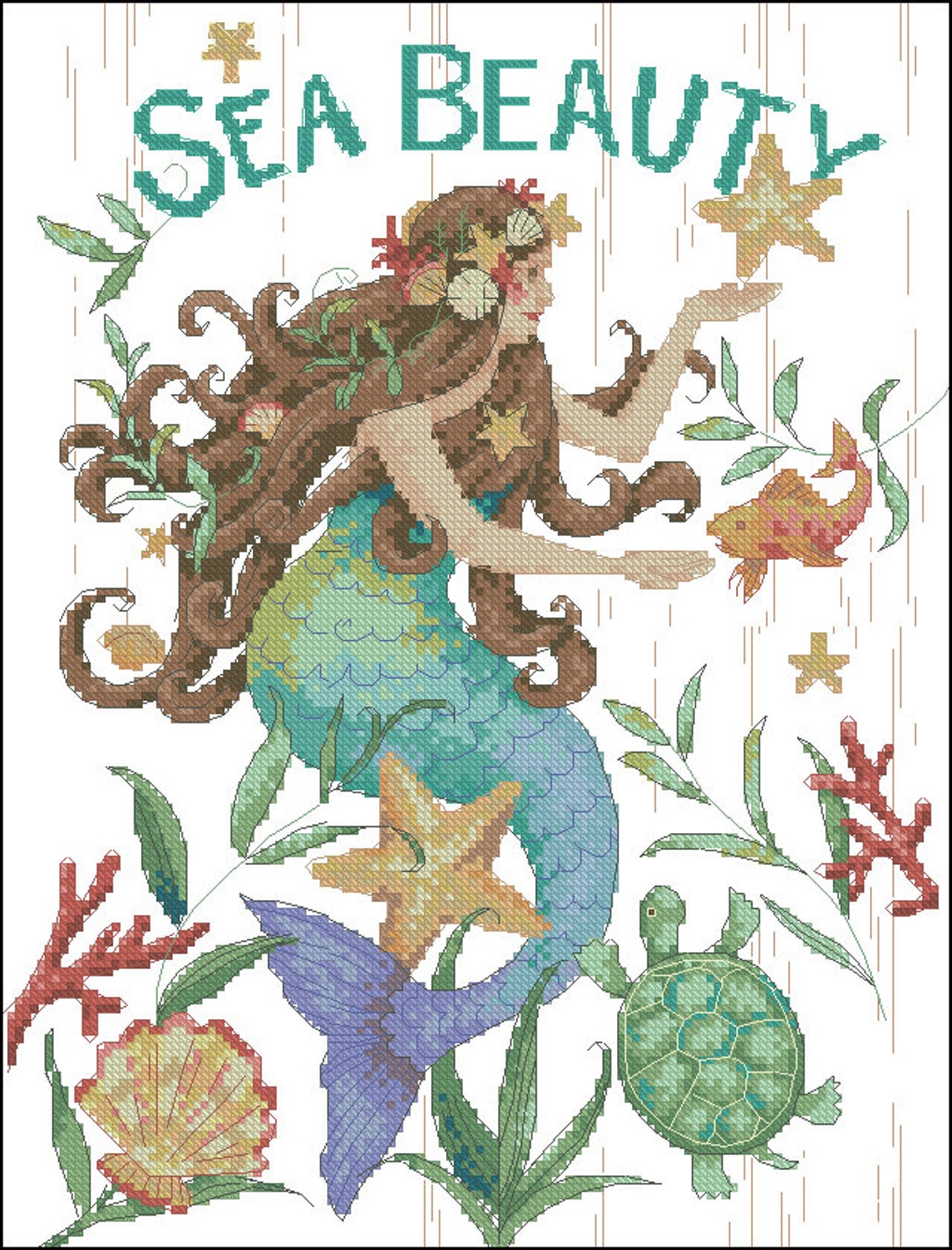 Sea Beauty Cross Stitch Chart PDF Digital Pattern - Etsy