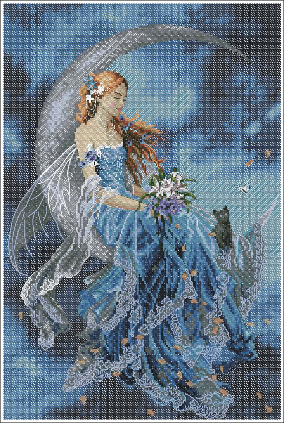 Moon fairy cross stitch chart pdf digital pattern  etsy Moon fairy cross stitch chart pdf digital pattern  etsy
