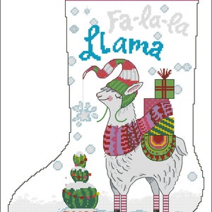 Llama  stocking Cross stitch chart PDF digital pattern