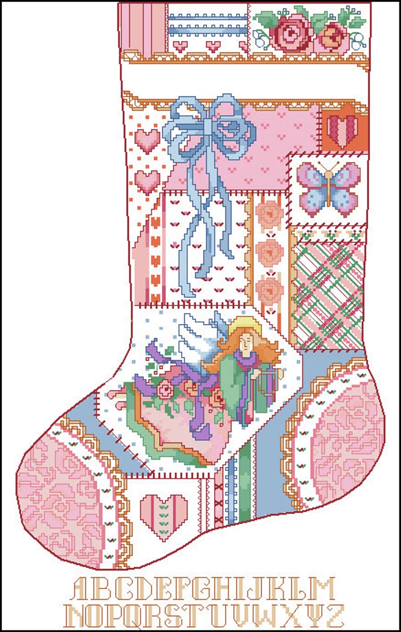 Victorian Christmas Stocking Cross Stitch Chart PDF Digital Patter - Etsy