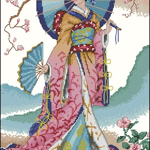 Flower of the east Cross stitch pattern PDF digital pattern