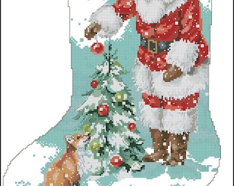 Magical Christmas stocking Cross stitch chart PDF digital pattern