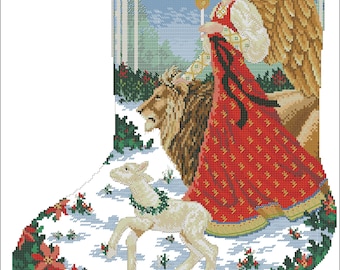 Angel of Divinity stocking Cross stitch chart PDF digital patter