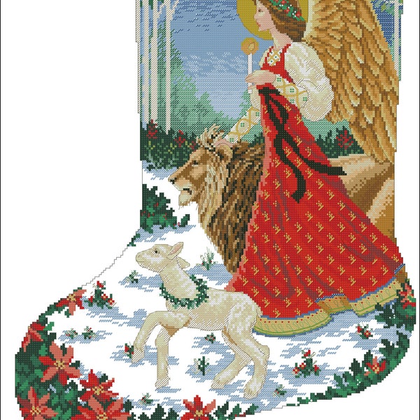 Angel of Divinity stocking Cross stitch chart PDF digital patter