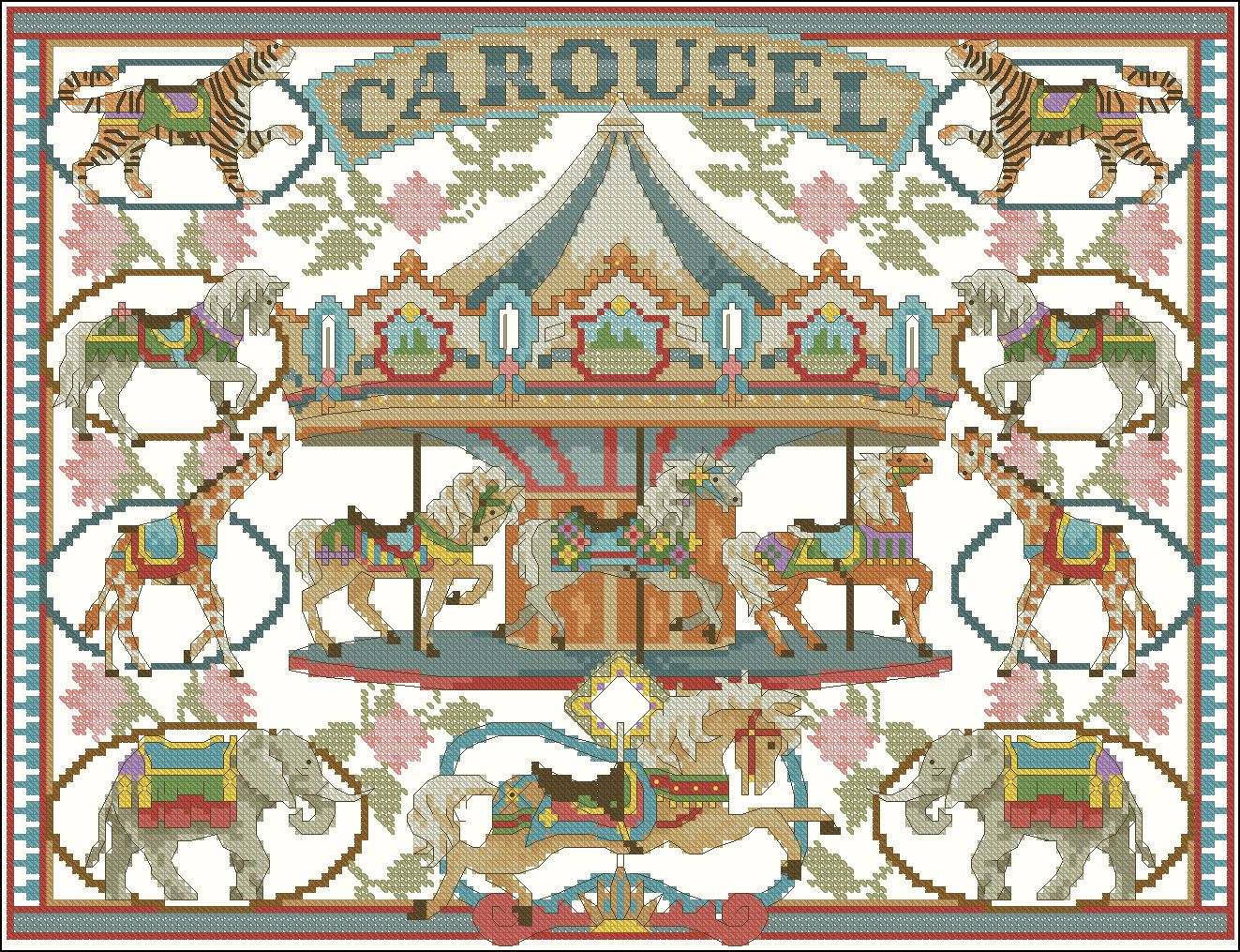 Antique Carousel Cross Stitch Carth PDF Digital Pattern - Etsy
